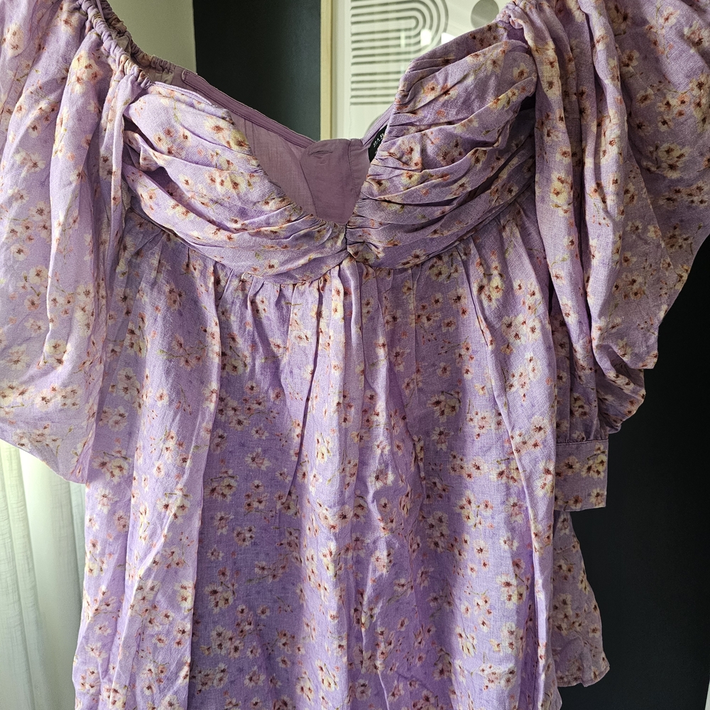 Floral Off-Shoulder Pink Dress - Picture 9 of 9